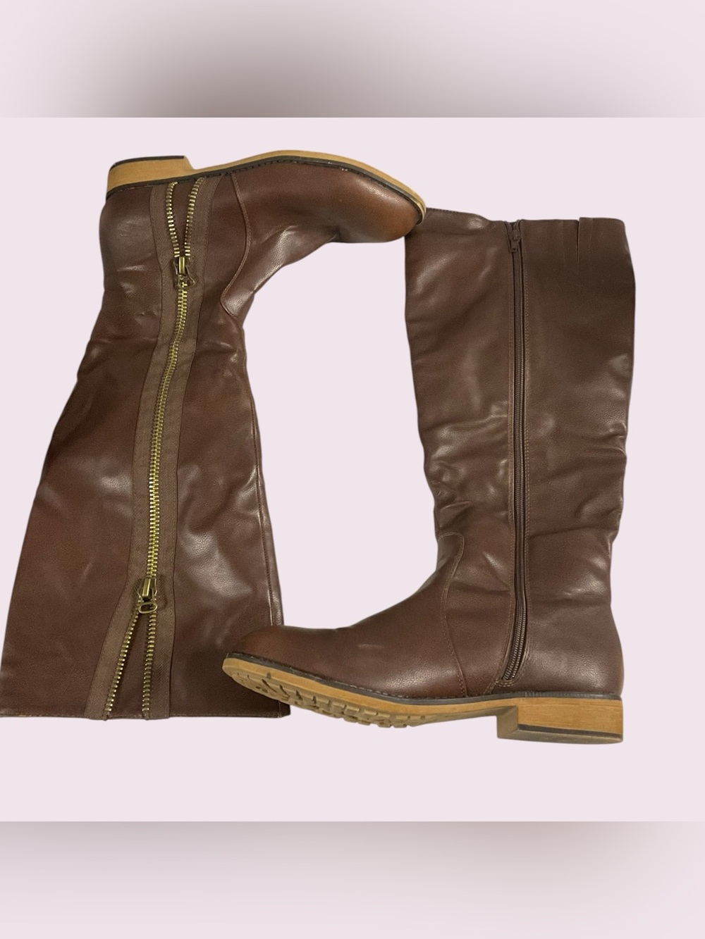 Maurices Lisa Boot w/Side Zipper Classic Brown Knee-High Riding Boots Size 9.5M